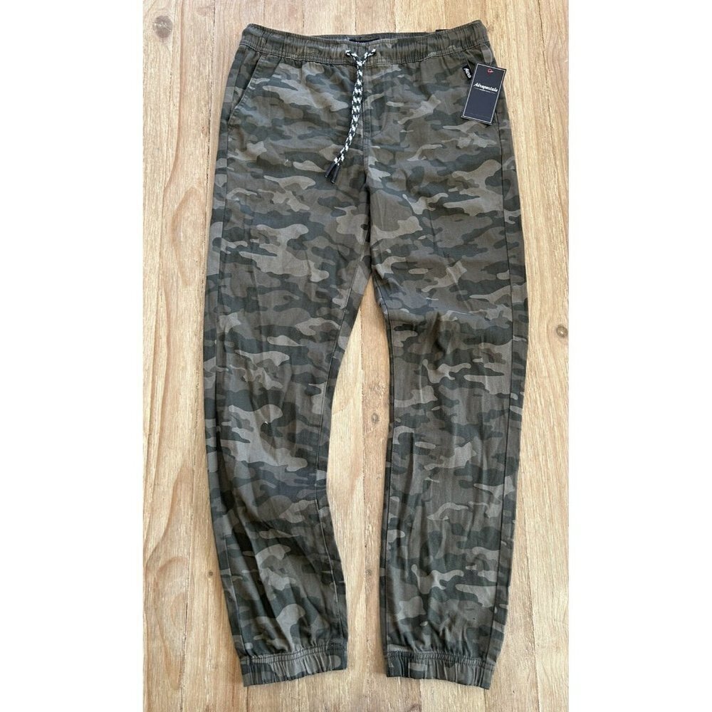 Aeropostale Camouflage Jogger Pants Mens Small Drawstring Green NEW